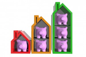 Piggy banks in houses